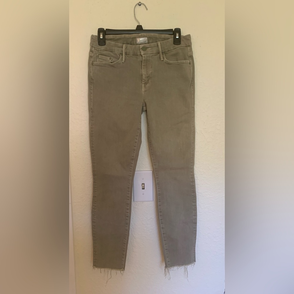 Mother Green Frayed Jeans